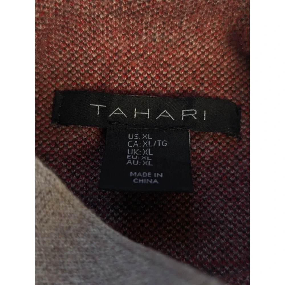 Tahari Brown Plaid Turtleneck Sweater XL Long‎ Sleeve Pullover - Picture 7 of 10